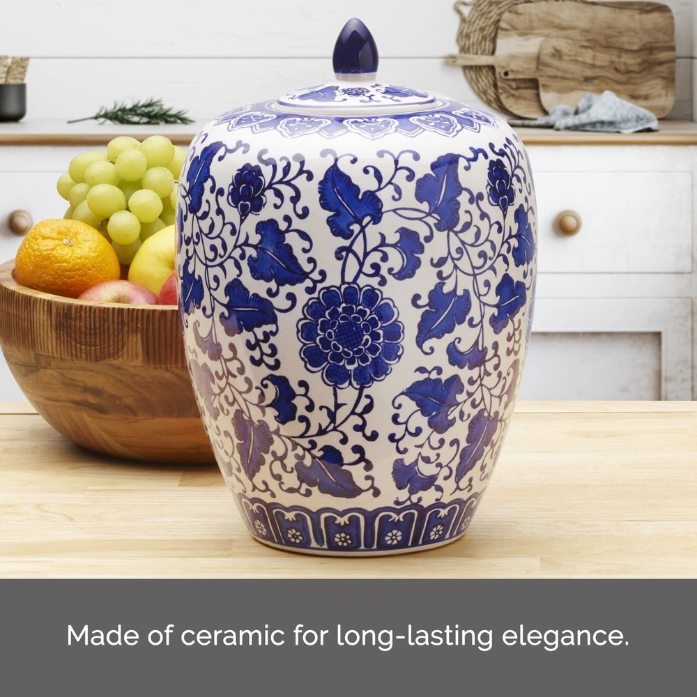 Mikasa Inch Blue and White Floral Ceramic Canister with Lid 5248977 - Picture 6 of 6